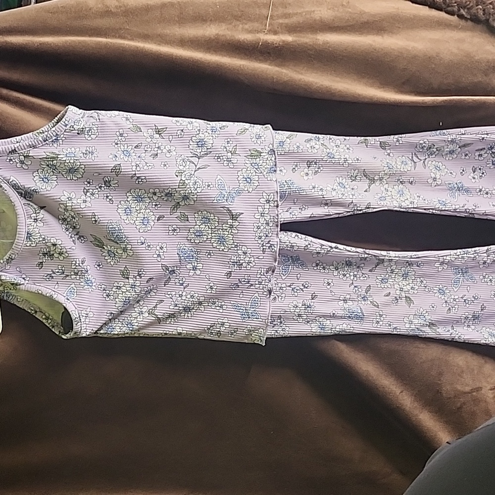 Btween Purple Ruffled Fitted Tank Top Pant Set